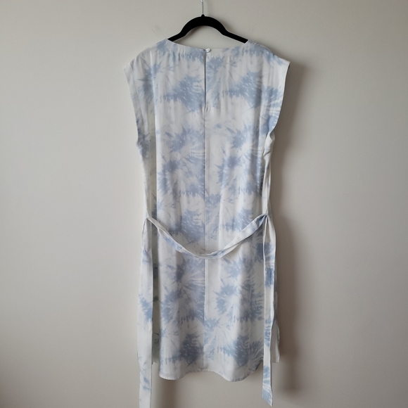 Nwt Melissa Nepton Made in Canada White and Tie Die Blue Pattern Tencel Dress - Picture 11 of 14